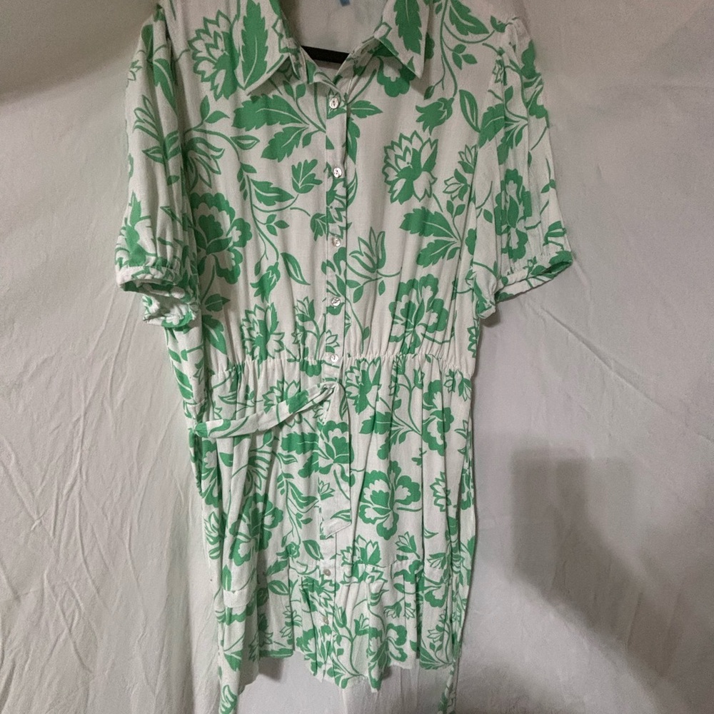 Draper James RSVP Green Floral Button-Up Dress